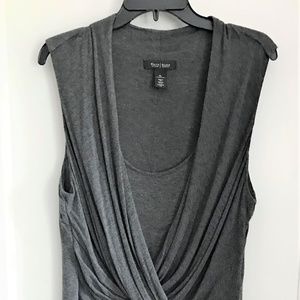 WHITE HOUSE BLACK MARKET Grey Sleeveless Ruched Tu